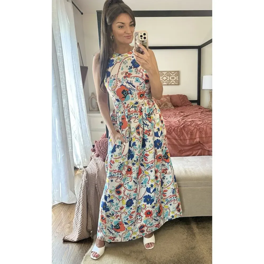 70’s Vintage Size 18 John Meyer Colorful Maxi Dress - Picture 2 of 13